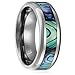 Cavalier Jewelers 8MM Comfort Fit Titanium Wedding Band | Engagement Ring with Abalone Shell Inlay | Beveled Edges