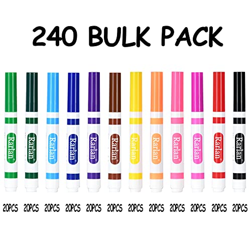 Rarlan Washable Markers Bulk, Markers for Kids, Bulk pack, 12 Colors