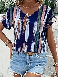 Floerns Women's Short Sleeve Business Casual Tops