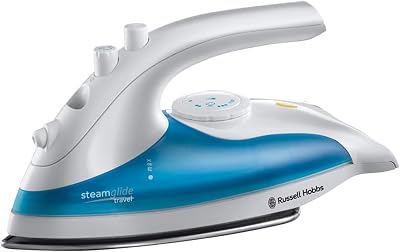 Russell Hobbs Dual Voltage Steam Glide Travel Iron, Stainless Steel Soleplate
