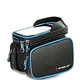 Cyrusher Bike Bag, Bike Phone Bag Front Frame Bag Top Tube Handlebar Bag with Waterproof 6.2 Inch Touch Screen Phone Case for iPhone Cellphone for Outdoor Cycling