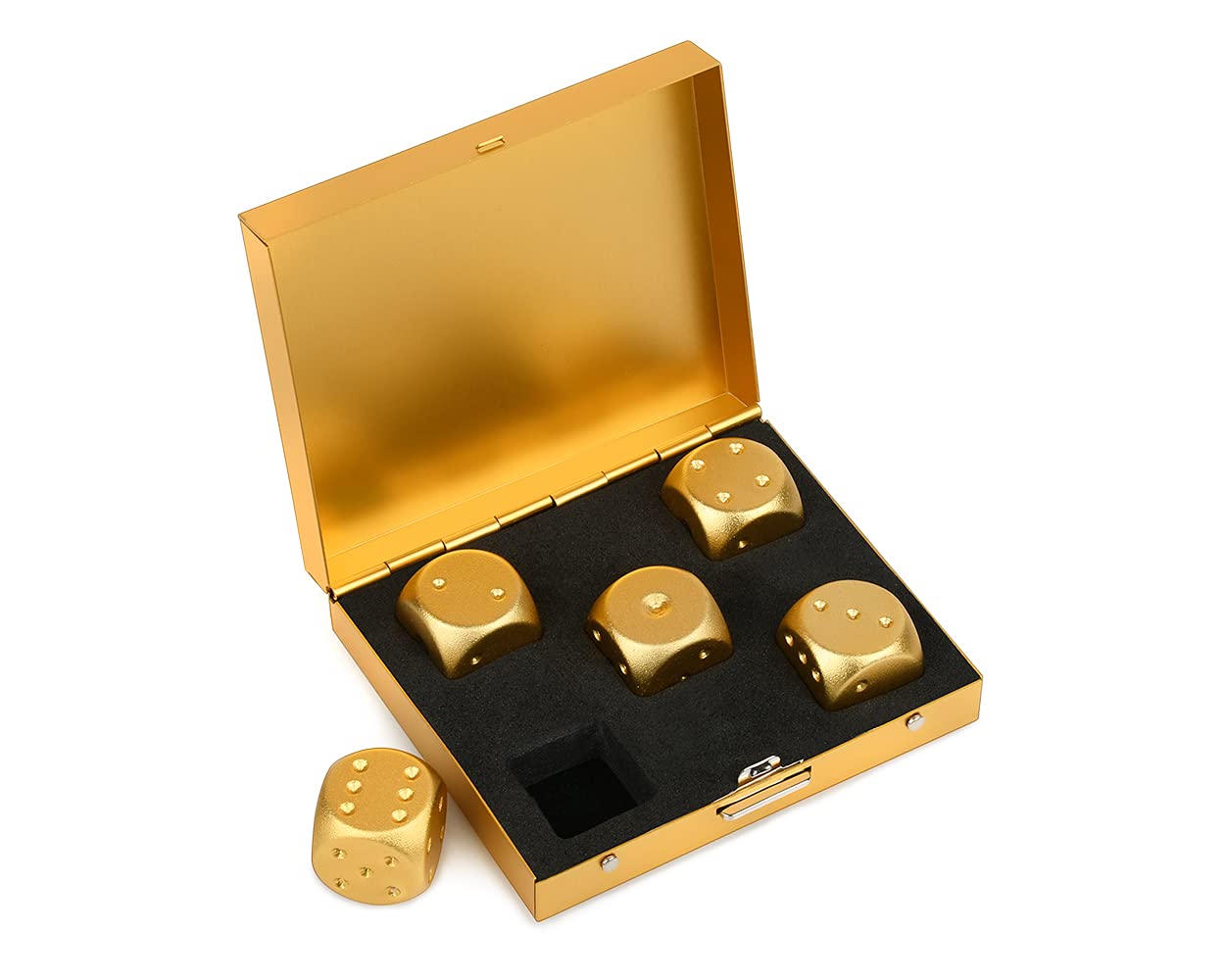 DS.DISTINCTIVE STYLE Aluminum Alloy Dice 5 Pieces 16mm Portable Metal Dices with Case 6 Sided Dice for Party Game