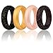 ROQ Silicone Rubber Wedding Ring for Women, Dome Solid Glitter & Metallic, Rubber Silicone Wedding Band, Anniversary Rings, Promise Ring, 5.5mm Wide 2mm Thick, 4 Pack, Gold, Black, Black, Rose Gold, Size 5