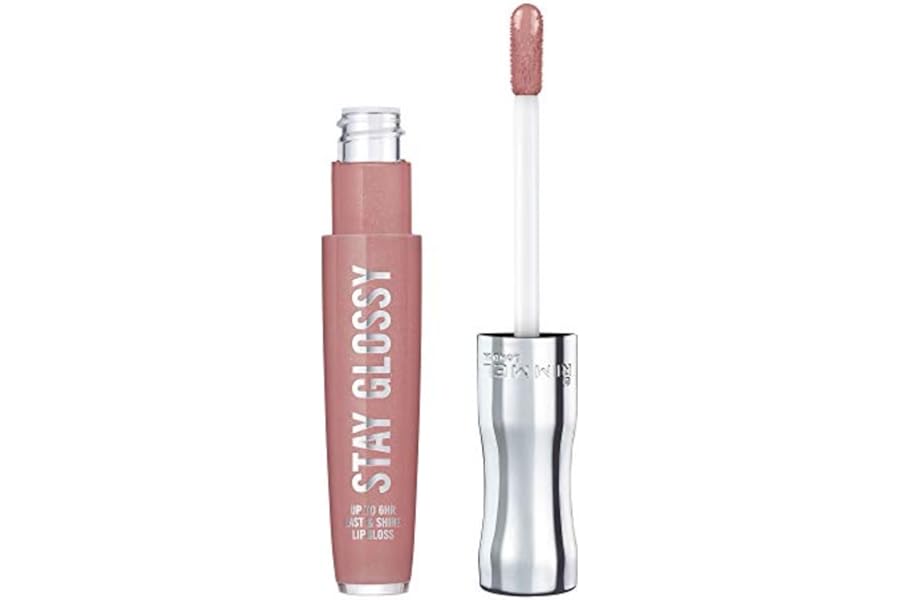 Rimmel Stay Glossy Lip Gloss – Non-Sticky and Lightweight Formula for Lip Color and Shine – 130 Blushing Belgraves, .18oz