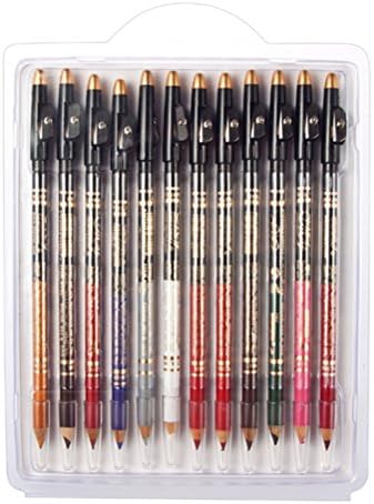 Niwota Come with Sharpeners Double-end Eyeliner/ Eye Shadow Pencil/ Eyebrow Pencil Set of 12 with One Free Nail Sticker