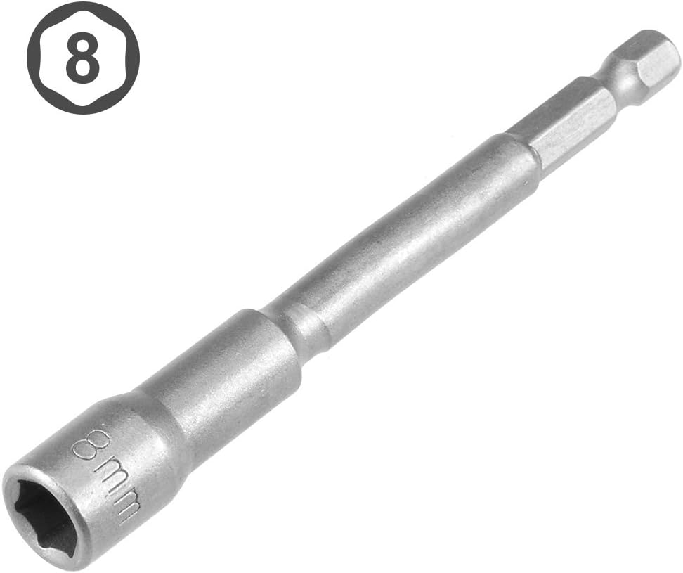Sourcingmap 5 Pcs 1/4" Quick-Change Hex Shank 8mm Nut Setter Driver Drill Bit, 100mm Length, Metric No-Magnetic - Image 3