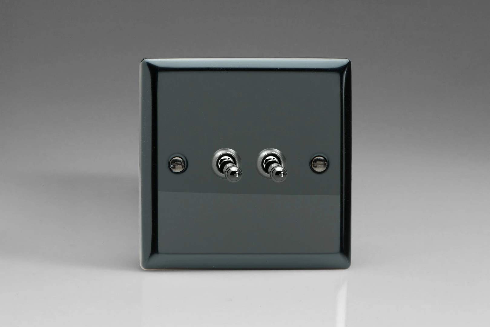 Varilight XIT2 Toggle Switches 2 Gang Iridium Black