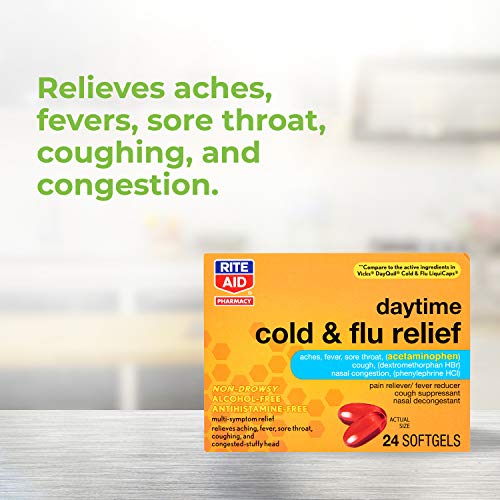 Rite Aid MultiSymptom Daytime Cold & Flu Relief Softgels 24 Count