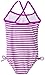 Kanu Surf Girls' Layla Beach Sport Banded 1 Piece Swimsuit, Bali Purple Stripe, 5