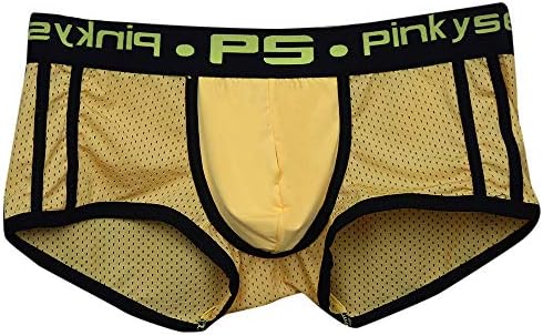 Caslia Men Sexy Underwear Letter Printed Boxer Briefs Shorts Bulge Breathable Pouch Underpants