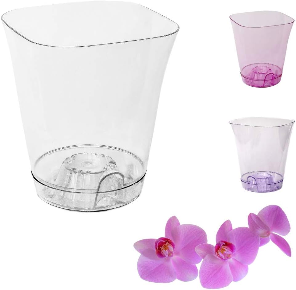 Garden4You, Clear Orchid Pot With Saucer, diameter 13.5cm (White