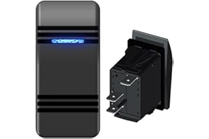 RWUJILONG Car-ling 3Pin Boat Rocker Switch 12V 24V On-Off Waterproof Marine Rocker Switches with Blue LED SPST