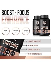 NutraFX, pastillas de cafeína Pastillas, 0.007 onzas, doble fuerza y enfoque de energía, estimulante...