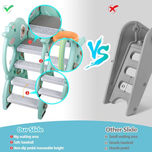 Naice Kids Slide, Upgraded Toddler Climber Slide, Sturdy Frame with Basketball Hoop, Indoor Outdoor Playground Toy, Kids Gift