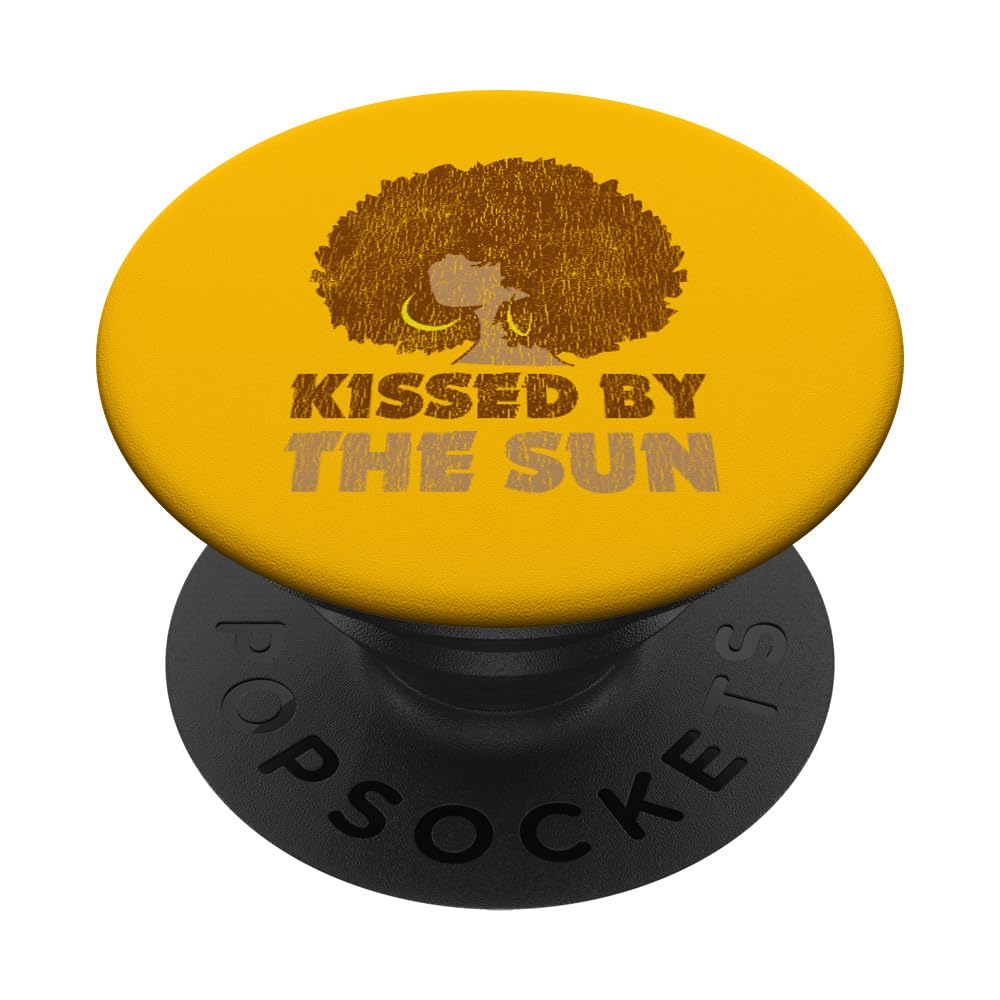 Vintage African Afro Kissed By The Sun Pride Melanin PopSockets Adhesive PopGrip