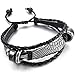 INBLUE Genuine Leather Bracelet Bangle Black Silver Tone Angel Wing Surfer Wrap Tribal Adjustable
