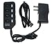 WOVTE 4 Ports USB 3.0 Hub with Individual Power Switches and LEDs included 5V/2A Power Adapter for PC Computer Laptop Black