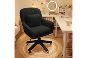 XUEGW Home Office Chair Computer Chair with Mid-Back Upholstered Modern Tufted Computer Task Chair Swivel Height Adjustable Velvet Accent Chair Suitable for Bedroom, Study