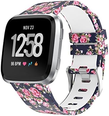 Amawell for Fitbit Versa Band Women Men,Silicone Adjustable Replacement Sport Strap Printed Bands with Classic Buckle Compatible for Fitbit Versa