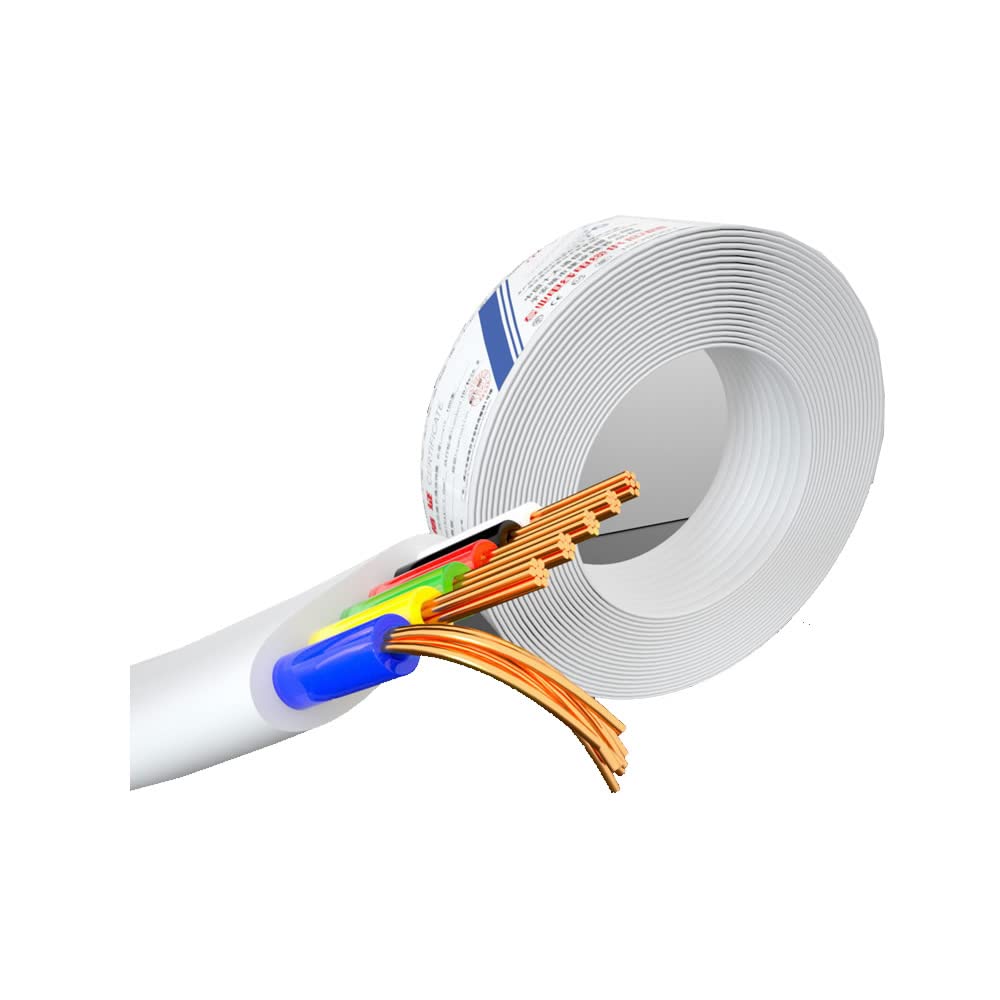 VIVOCH 100M(328ft) Pure Copper Multi-Strand Telephone Line RJ11 Communication 6-Core Indoor Connecting Line Flat Line, White