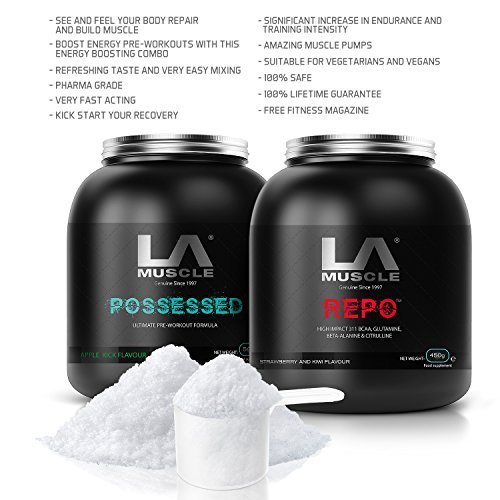 LA Muscle Pre & Post Workout Stack instant mixing, see its effects in just ONE DOSE.