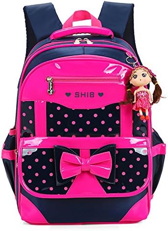 Hyundly Cute Bowknot Teen Girls School Backpacks For Primary School Bookbag And Outdoor Traveling Daypack (Medium, red)