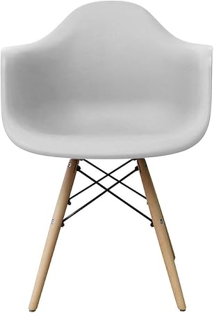 Amazon Weimall イームズチェア 1脚 シェルチェア Daw 木脚 肘付き リプロダクト Eames ダイニングチェア 椅子 北欧 おしゃれ ホワイト ダイニングチェア オンライン通販