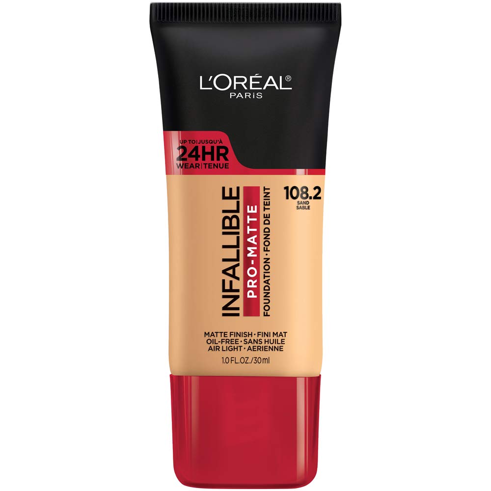 L'Oreal Paris Makeup Infallible Pro-matte Foundation, Up To 24 Hr Demi Matte Finish, Medium Coverage Liquid Longwear Foundation, Lasts All Day, Air-light & Oil-free, Sand, 1 Fl Oz
