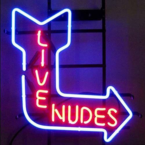 Weneon® 19''x15'' Inches Live Nudes Arrow Logo Handcrafted Beer Bar Pub Display Design Decorate Real Glass Tube Neon Light Sign