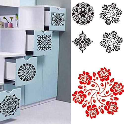 Uplord 4Pcs Mandala Stencil Art Template Set,Mandala Dotting Stencils Mandala Dot Painting Stencils Painting Stencils for Painting on Wood,Airbrush and Walls Art