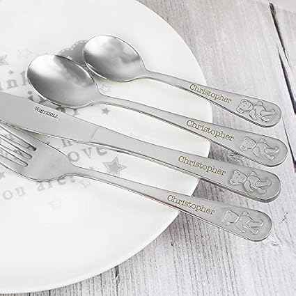 engraved baby cutlery