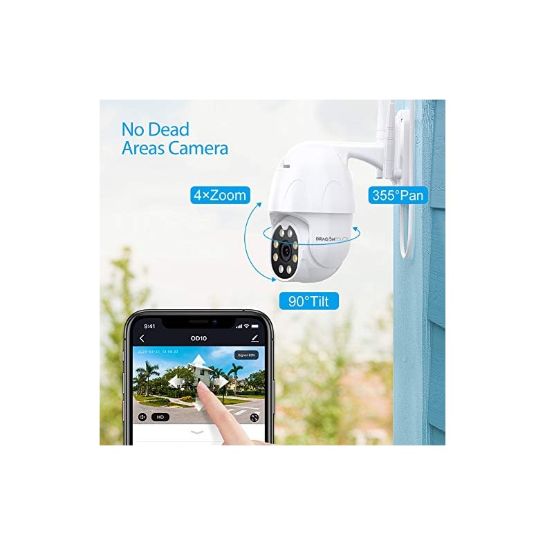 Dragon Touch OD10 Security Camera Outdoor, 1080P HD PTZ Outdoor Camera