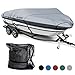 Leader Accessories 600D Polyester 5 Colors Waterproof Trailerable Runabout Boat Cover Fit V-hull Tri-hull Fishing Ski Pro-style Bass Boats,Full Size (16'-18.5'L Beam width up to 94'', Grey)