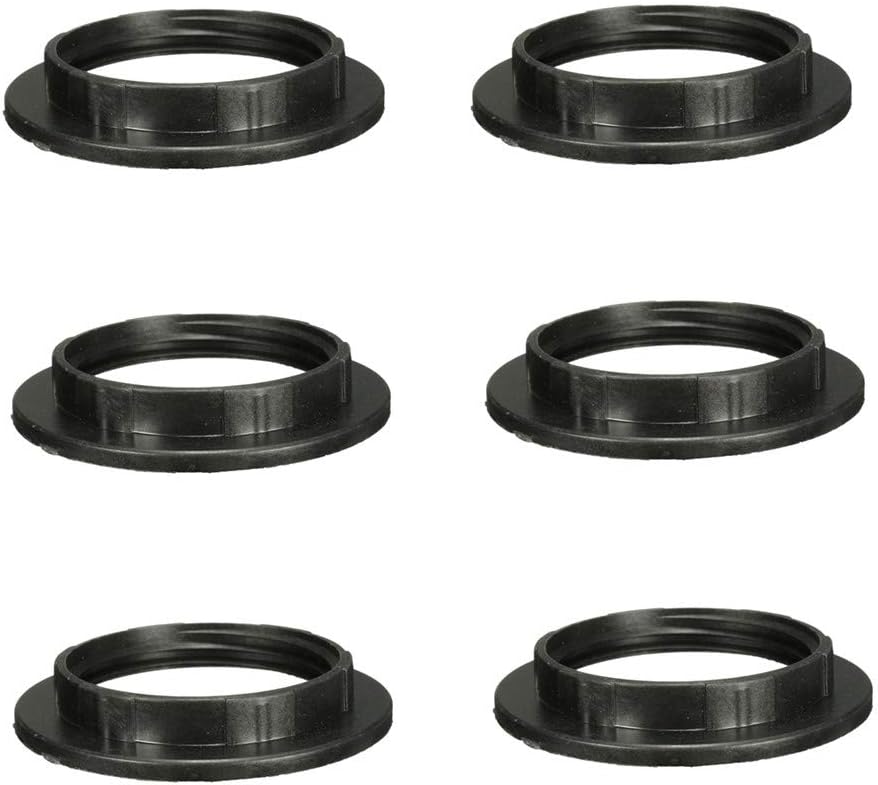 EFINEHOME Efine 6 Pack Socket Screw Bulbs Edison Retro Pendant Lamp Holder Trap Black Twist and Lock E26 E27 Socket Replacement Ring(Black)