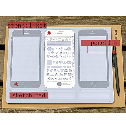 ZZ Lighting Novelty Creative iPhone 6 Draft Drawing Pad for App Design and UI Design (Sketch Pad+Stencil Kit+Pencil) - Thumbnail 3