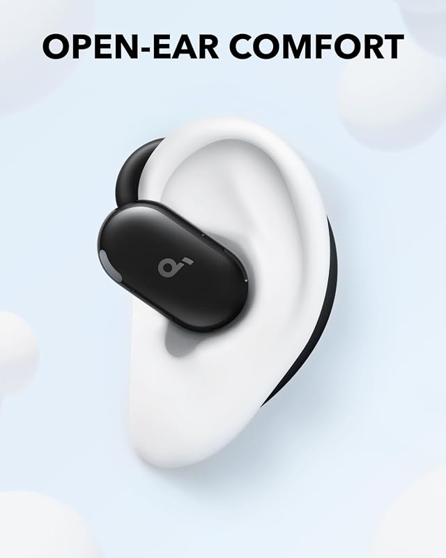 Fones de ouvido abertos soundcore anker v20i, ganchos giratórios para os ouvidos, ajuste justo, graves potentes, chamadas nítidas, ip55, luzes led, bateria de 36 horas, bluetooth 5.4, conexão multiponto