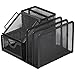 Mesh Office Desk Organizer with 6 Compartments + Drawer - Can Be Used On Desktop | Table | Counter in Kitchen or Work Space - Black