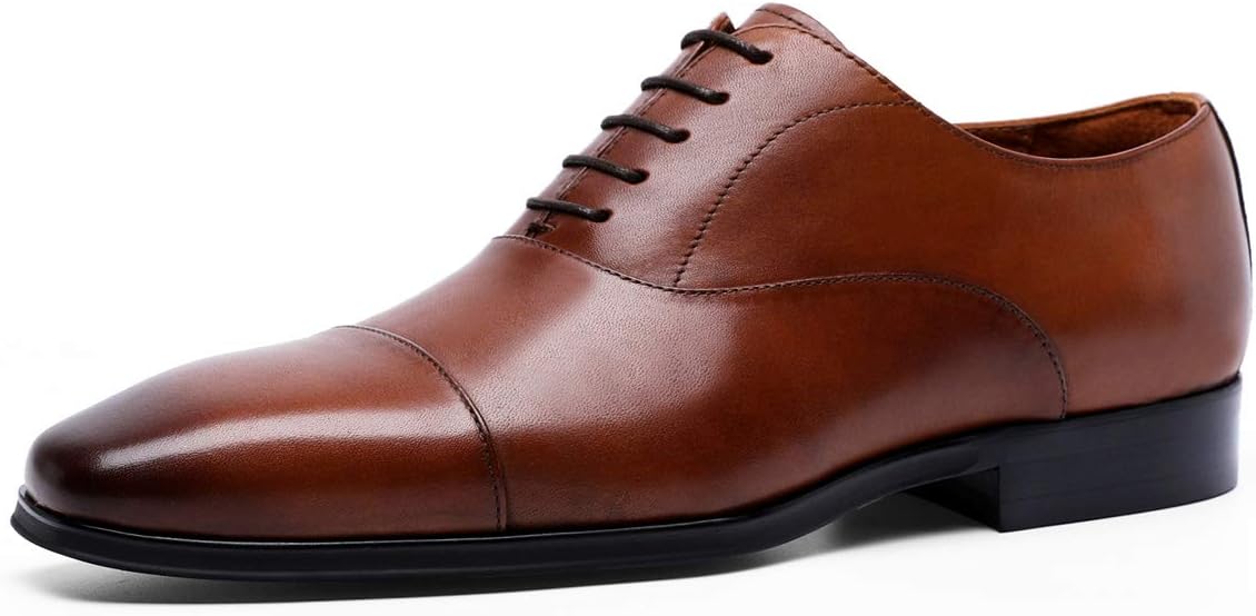 DESAI Leather Oxford Dress Shoes for Men Cap Toe Lace up