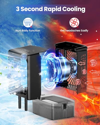 Portable Air Conditioners，Upgraded Portable AC Small Air Conditioner Personal Air Cooler Mini Evaporative Cooler 3 Wind Speed Portable Small AC with 7 Night Light for Room Home Bedroom Office