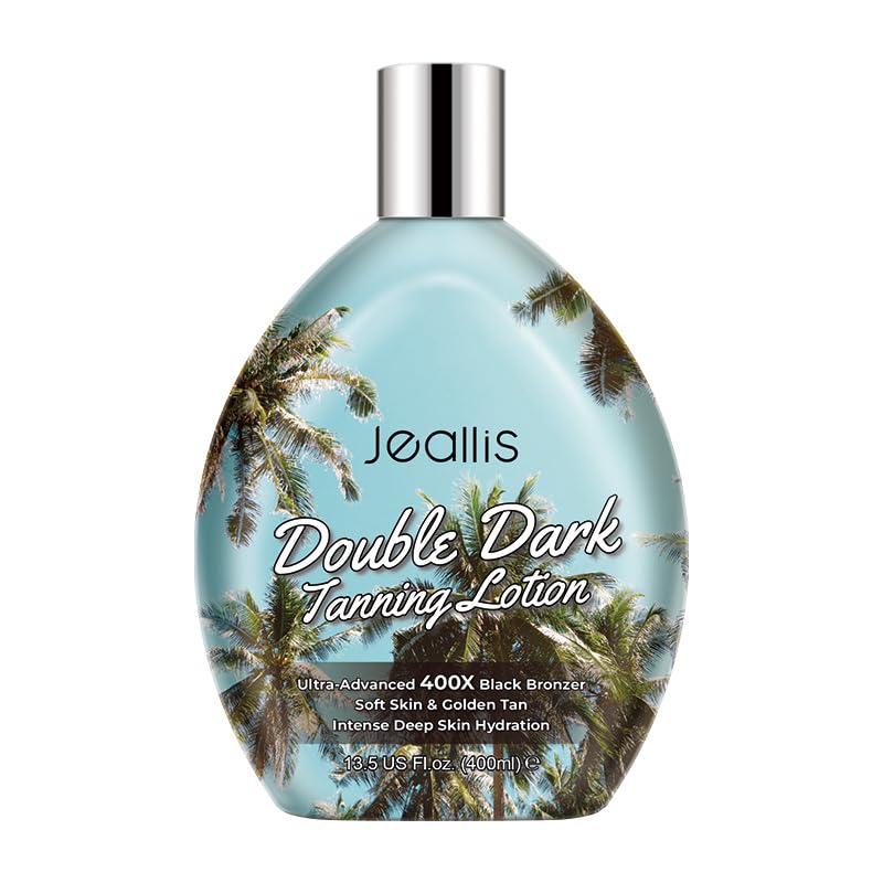 Double Dark Tanning Lotion Accelerator for Outdoor Sun Tan & Indoor Tanning Beds with Bronzer to Get Dark Fast Tan, Bronzing Tanning Lotion w/Tattoo Protecting Formula, DHA Free, tanning lait,lotion de bronzage,creme for tanning bed, sans DHA,13.5oz