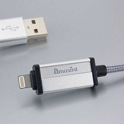 Lightning Cable (1m) Durable and Fast Charging Cable. Premium Nylon Braided Lightning to USB Data Cable with Ultra Compact Connector Head for iPhone X, 8 plus Models (silver-Christmas Offer)
