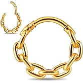 Twolobes Chain Septum Rings 16G/(8mm,10mm,12mm) Nose ring Dainty Helix Daith Earrings for men/women 316L Stainless steel Daith Piercing Jewelry Silver Gold Black