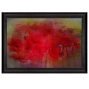 Red Poppy Field with Red Texture on Top...