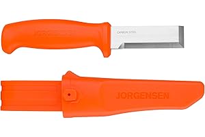 Jorgensen Wood Chisel Knife with Sheath, Wood Chisel for Woodworking with Ergonomic Handle, SK5 Carbon Steel Blade, Full Tang Design, for Carving, Whittling, Splitting