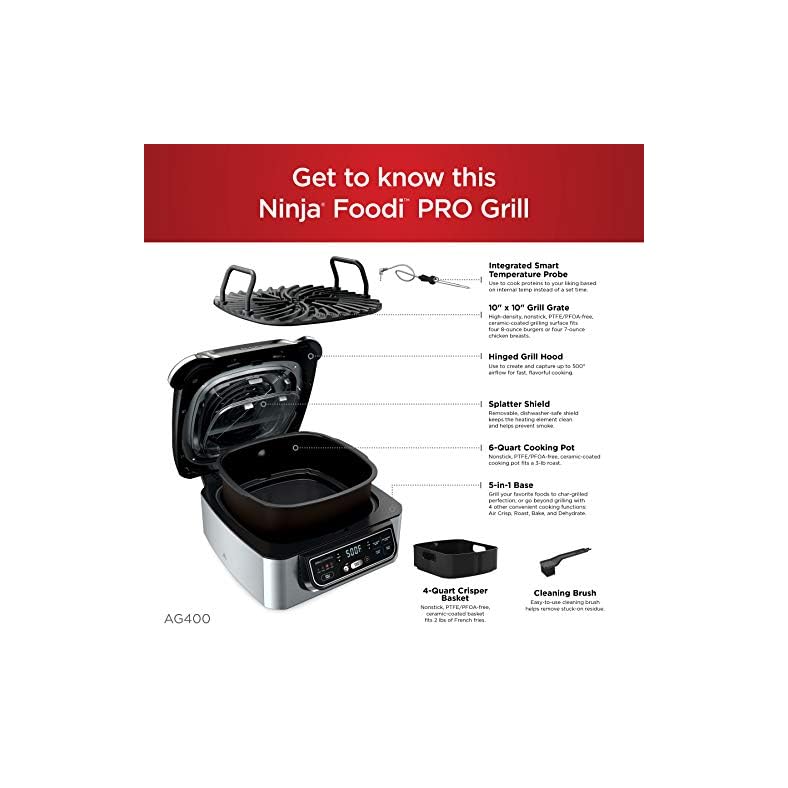 Ninja Foodi Pro 5in1 Indoor Integrated Smart Probe, 4Quart Air Fryer