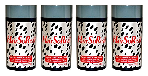 Hair So Real, HSR Hair Building Fibers, Hair Loss Concealer Kit (4 of Hairsoreal 28g bottle) (Dark Brown)