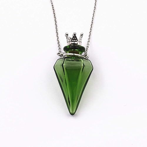 Amazon 絶妙なガラスオイルボトルファッションアロマペンダントアロマネックレス 緑色 ネックレス 通販