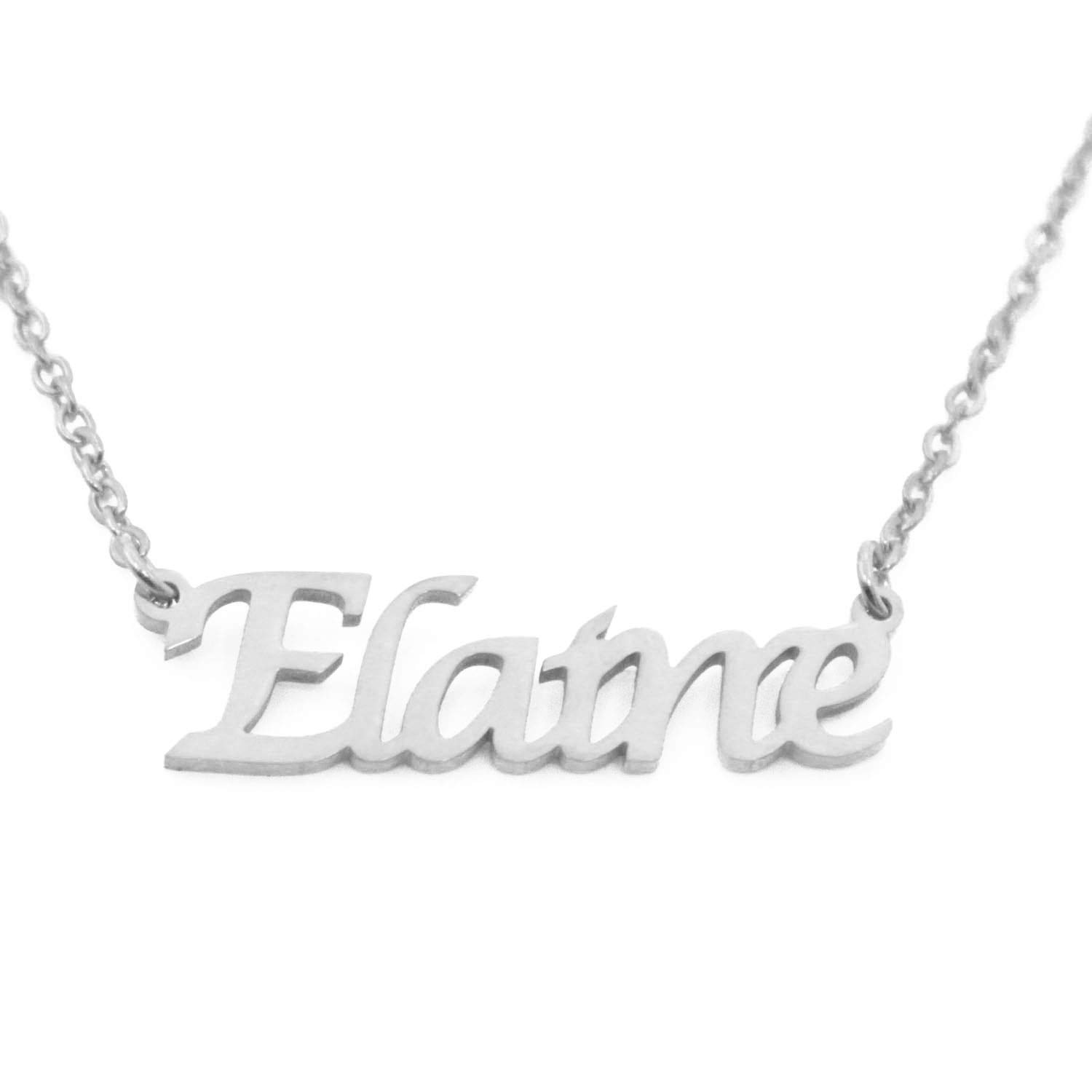 Kigu Name Necklace Elaine Personalised - Silver Tone - Custom Jewellery - Incl Gift Packaging
