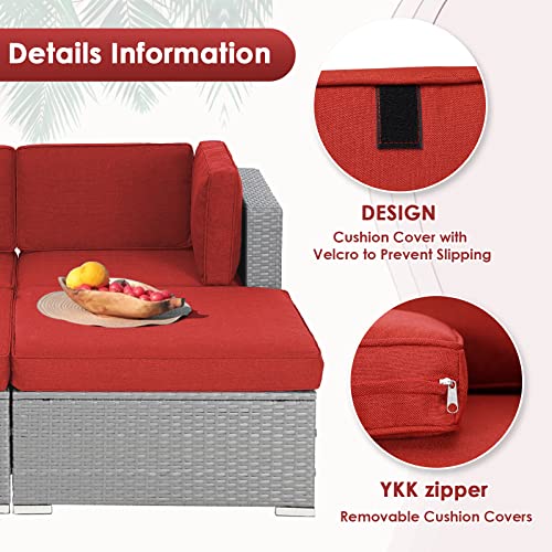 Patiomore Patio Rattan Daybed, 4Piece Outdoor Sectional Sofa Set, AllWeather Grey Wicker