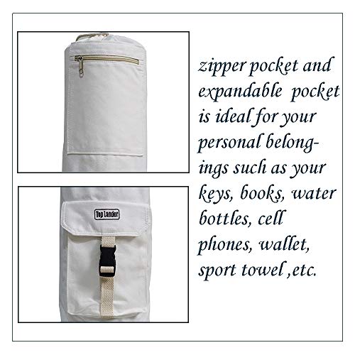 Top-Lander-Yoga-Mat-Carrier-Bag-with-Pockets-100-Cotton-Canvas-Materials-Adjustable-Strap-and-Drawstring-Closure-Design
